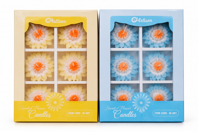Scented Flower Candle Gift Set – Blue & Yellow - (Buy 1 get 1)