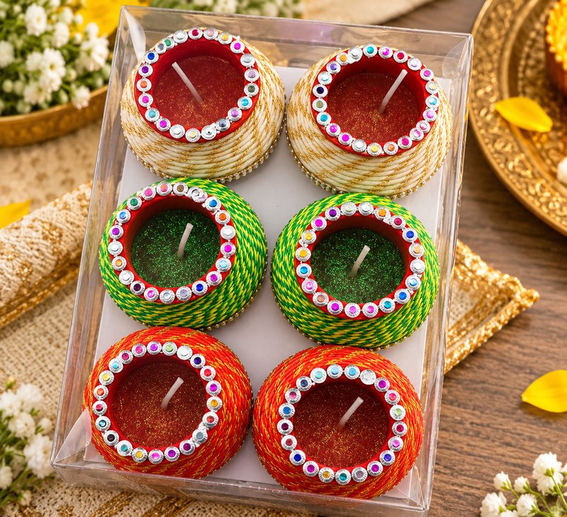 Decorative Multicolor Tea Light Candle Holders – Set of 6 - (Buy 1 get 1)