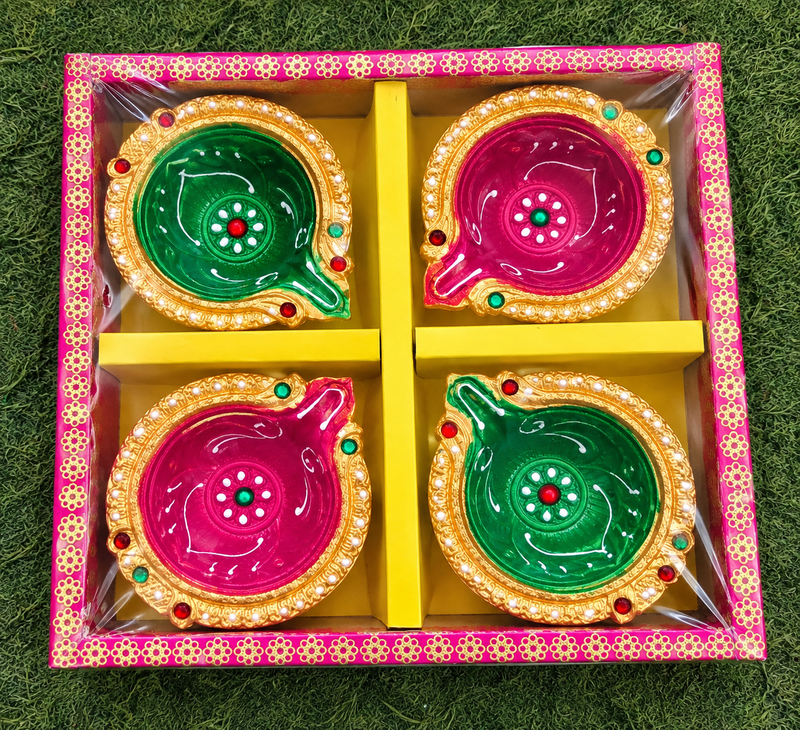 Decorative Multicolor Diya Set – 12 Pieces