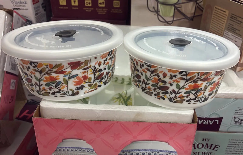 Larah by BOROSIL Jupiter Opalware Storage Bowl with Lid, 800 ml