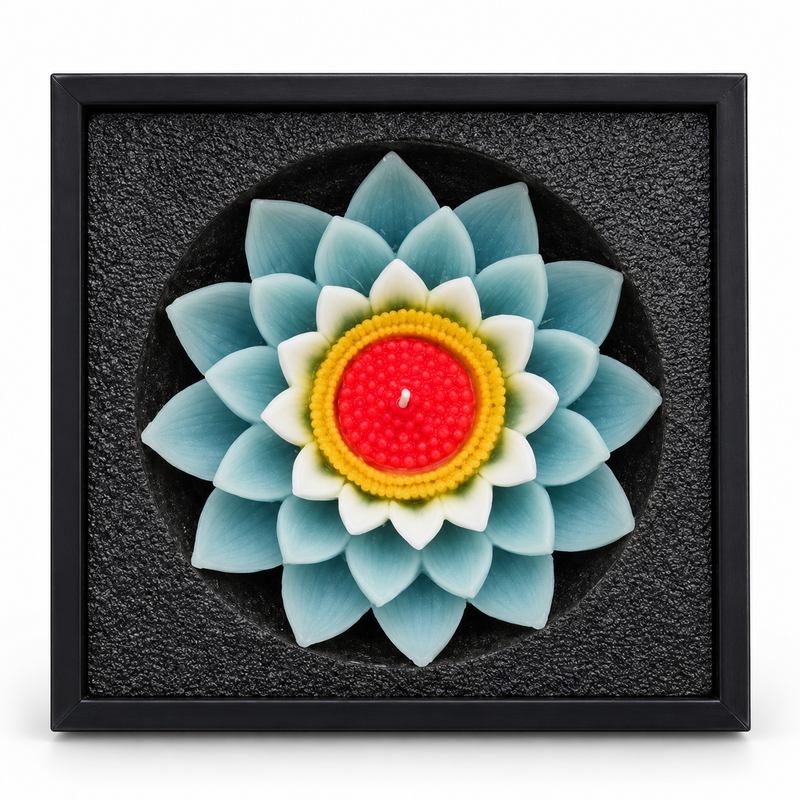 Decorative Lotus Flower Candle – Teal & Red - (Buy 1 get 1)
